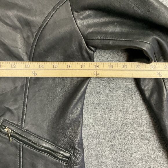 Valerie Stevens Jacket Womens Size 4 Black Lambskin Leather Refined Elegant - Picture 6 of 12
